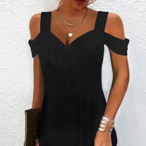 Cool Black Plain Strap Mini Dress NWOT